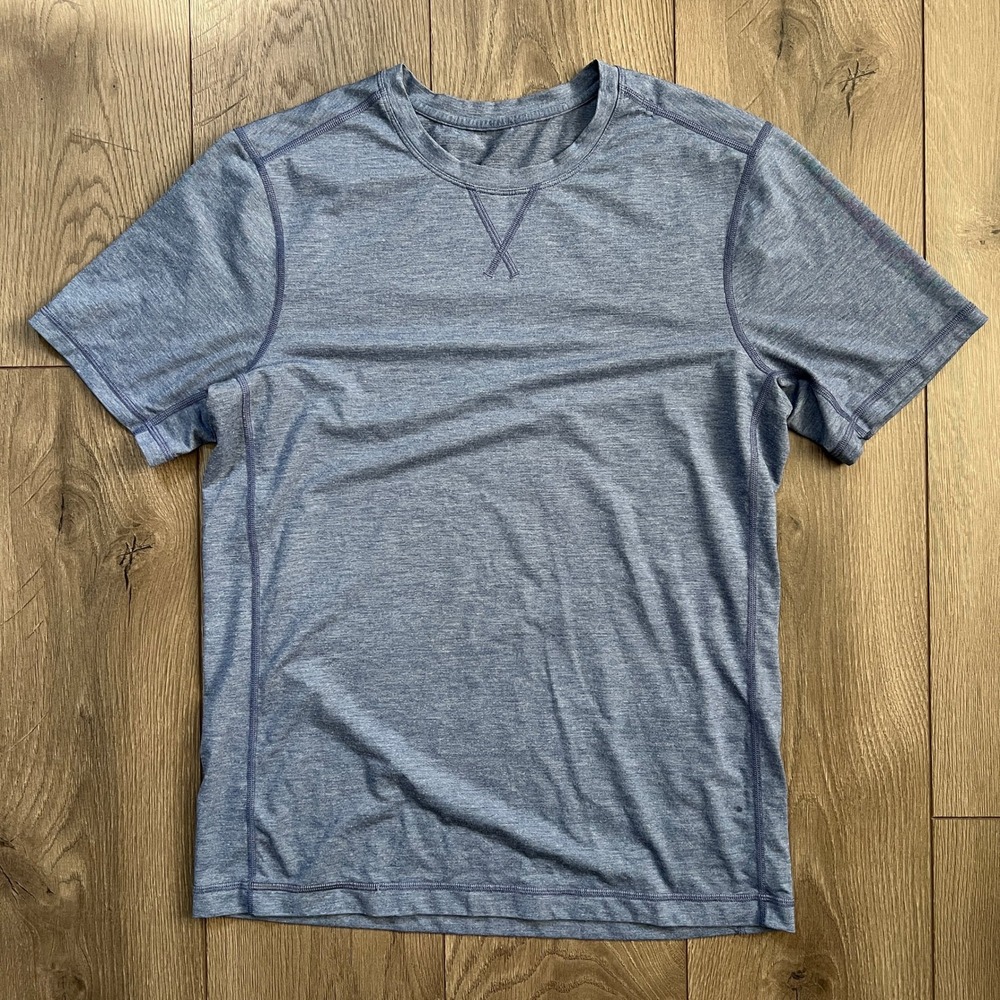 Lululemon Mens Metal Vent Tech Short Sleeve Shirt Blue Heathered Gym Training M